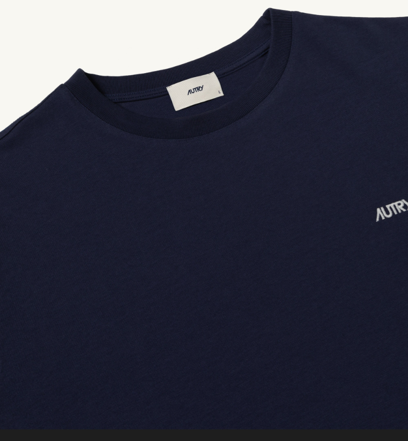 CAMISETA DE ALGODÓN CON LOGO BORDADO AZUL